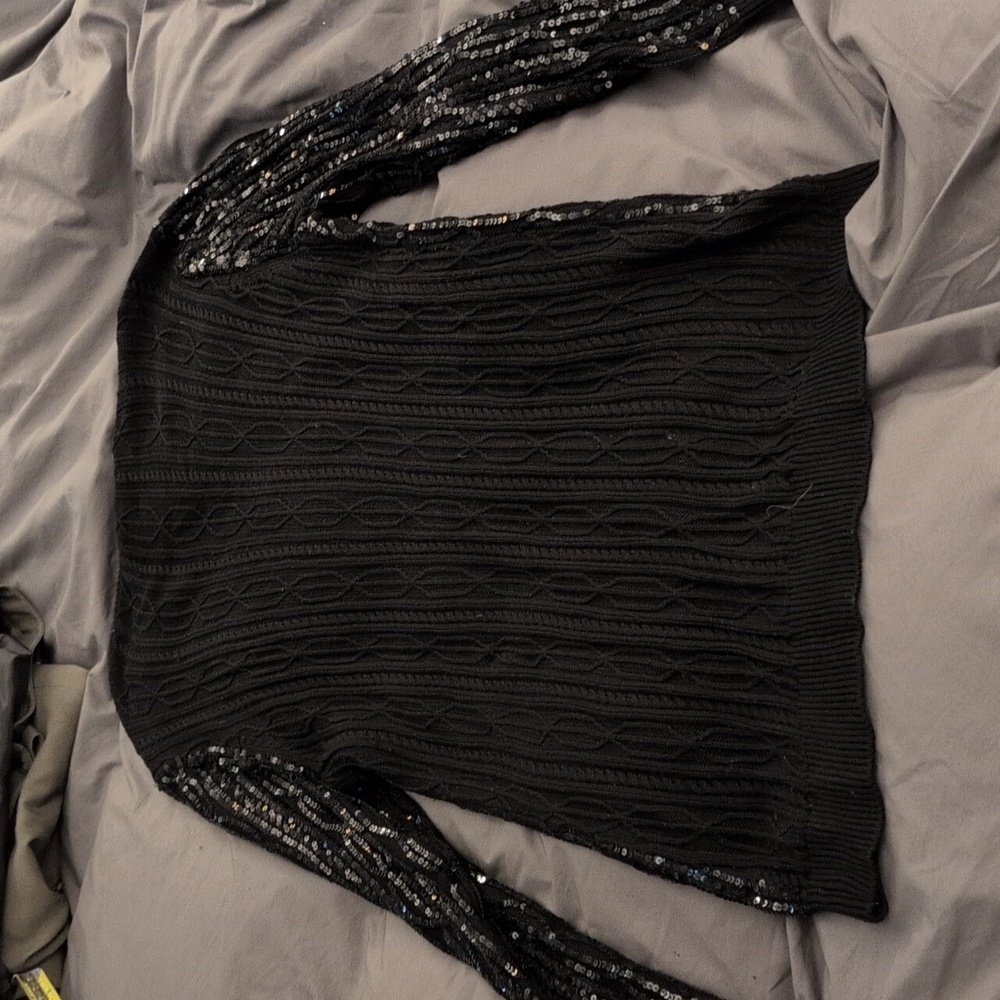 Nwot INC International Concepts Black and Silver V-Neck Sweater Size 1x - Picture 10 of 12